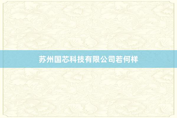 苏州国芯科技有限公司若何样