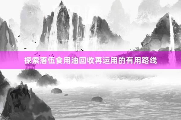 探索落伍食用油回收再运用的有用路线