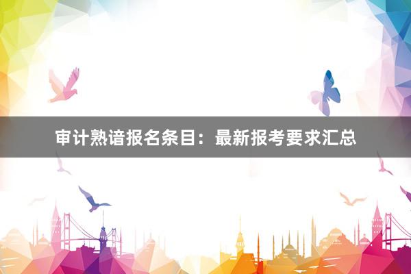审计熟谙报名条目：最新报考要求汇总